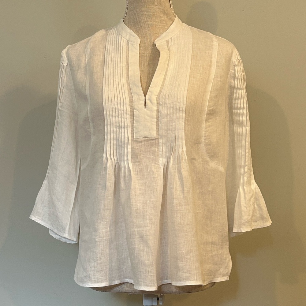 Elie Tahari White Linen Top